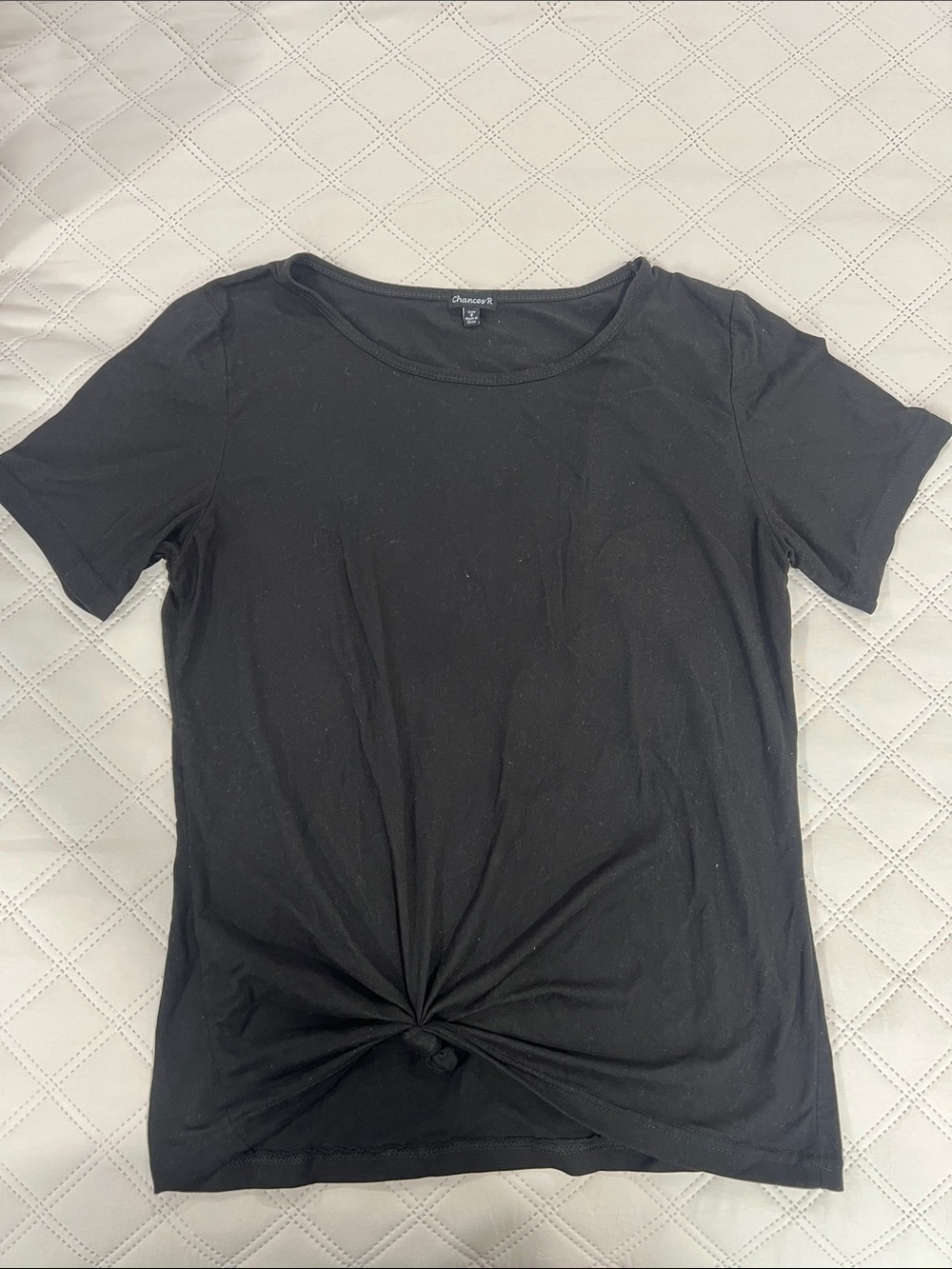 Black Short-Sleeve Knot Front Tee